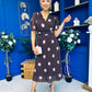 Daire Pleated Midi Dress Pink Polka Choc