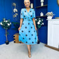 Daire Pleated Midi Dress Coco Polka Blue
