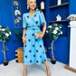 Daire Pleated Midi Dress Coco Polka Blue