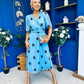 Daire Pleated Midi Dress Coco Polka Blue