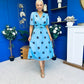 Daire Pleated Midi Dress Coco Polka Blue