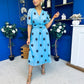 Daire Pleated Midi Dress Coco Polka Blue