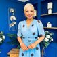 Daire Pleated Midi Dress Coco Polka Blue