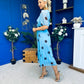 Daire Pleated Midi Dress Coco Polka Blue