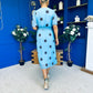 Daire Pleated Midi Dress Coco Polka Blue