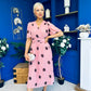 Daire Pleated Midi Dress Coco Polka Pink
