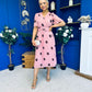 Daire Pleated Midi Dress Coco Polka Pink