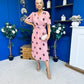Daire Pleated Midi Dress Coco Polka Pink