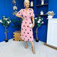 Daire Pleated Midi Dress Coco Polka Pink