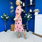 Daire Pleated Midi Dress Coco Polka Pink
