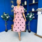 Daire Pleated Midi Dress Coco Polka Pink