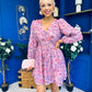 Hope Button Detail Mini Dress Floral Lilac