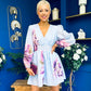 Hope Button Detail Mini Dress Floral Blue