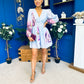 Hope Button Detail Mini Dress Floral Blue