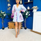 Hope Button Detail Mini Dress Floral Blue