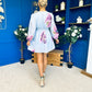 Hope Button Detail Mini Dress Floral Blue