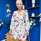 Hope Button Detail Mini Dress Floral Green