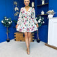 Hope Button Detail Mini Dress Floral Green