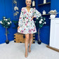 Hope Button Detail Mini Dress Floral Green