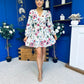 Hope Button Detail Mini Dress Floral Green