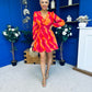 Hope Button Detail Mini Dress Marble Coral