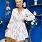 Hope Button Detail Mini Dress Floral Ivory