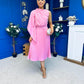 Arabella Pleated Occasion Midi Dress Baby Pink