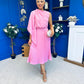 Arabella Pleated Occasion Midi Dress Baby Pink