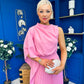 Arabella Pleated Occasion Midi Dress Baby Pink