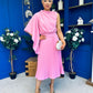 Arabella Pleated Occasion Midi Dress Baby Pink