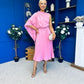 Arabella Pleated Occasion Midi Dress Baby Pink