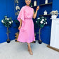 Arabella Pleated Occasion Midi Dress Baby Pink