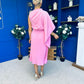 Arabella Pleated Occasion Midi Dress Baby Pink