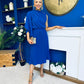 Arabella Pleated Occasion Midi Dress Cobalt
