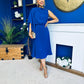Arabella Pleated Occasion Midi Dress Cobalt