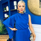 Arabella Pleated Occasion Midi Dress Cobalt
