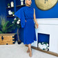 Arabella Pleated Occasion Midi Dress Cobalt