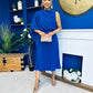 Arabella Pleated Occasion Midi Dress Cobalt