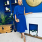 Arabella Pleated Occasion Midi Dress Cobalt
