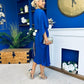 Arabella Pleated Occasion Midi Dress Cobalt