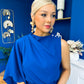Arabella Pleated Occasion Midi Dress Cobalt
