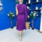 Arabella Pleated Occasion Midi Dress Berry
