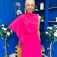 Arabella Pleated Occasion Midi Dress Cerise