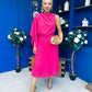 Arabella Pleated Occasion Midi Dress Cerise