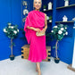 Arabella Pleated Occasion Midi Dress Cerise