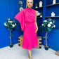 Arabella Pleated Occasion Midi Dress Cerise