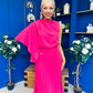 Arabella Pleated Occasion Midi Dress Cerise
