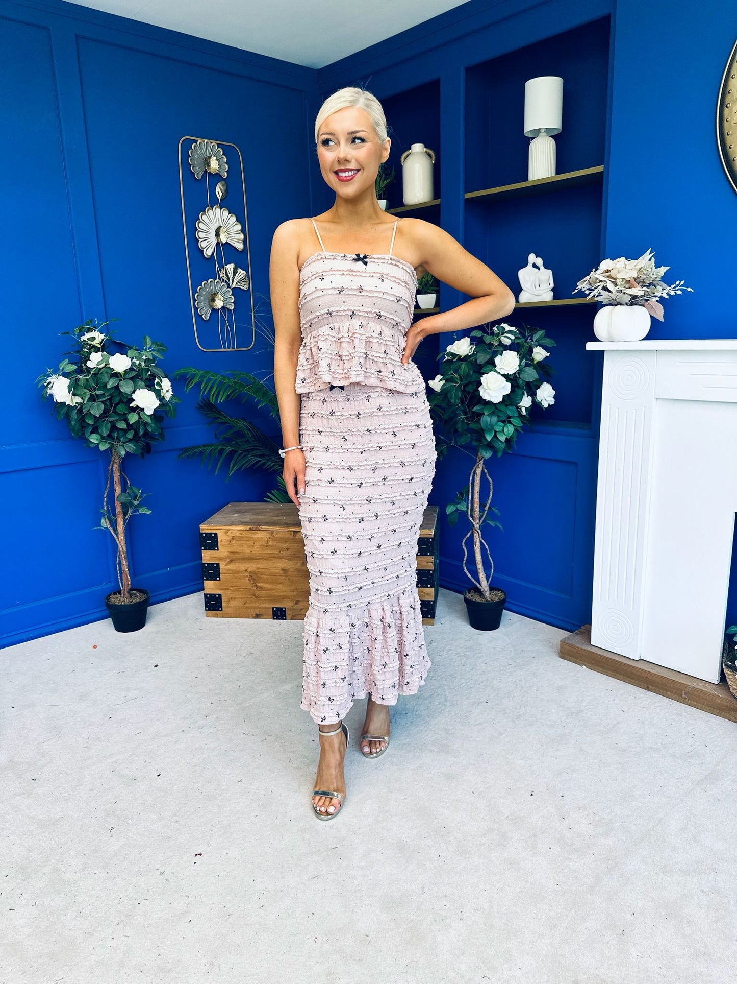 Katia Detailed Top & Skirt Set Pink