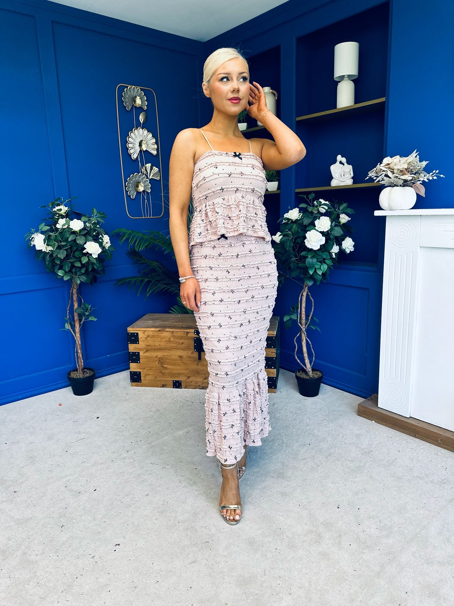 Katia Detailed Top & Skirt Set Pink