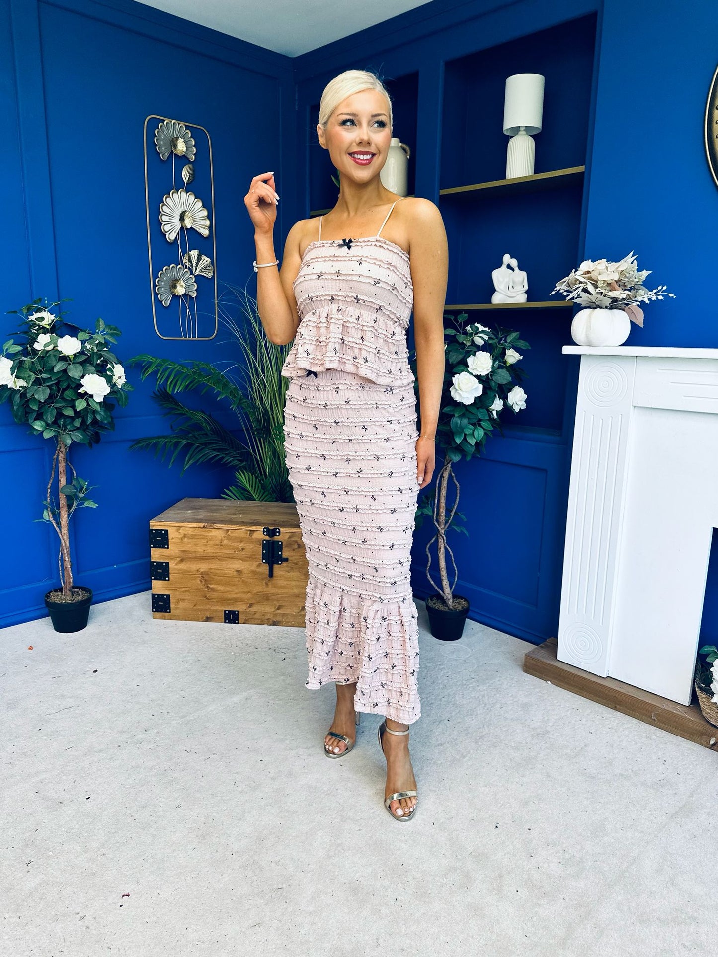 Katia Detailed Top & Skirt Set Pink